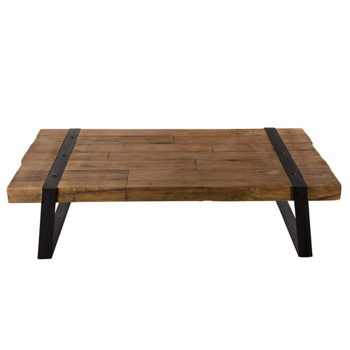 Table basse rectangulaire bois de Teck recyclé et métal - SIANA - Macabane - Salon meuble deco