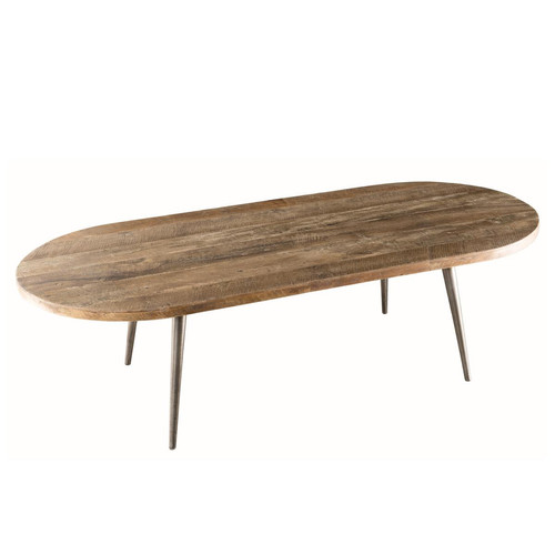 Table basse ovale bois Teck recyclé et métal - SIANA - Macabane - Salon scandinave