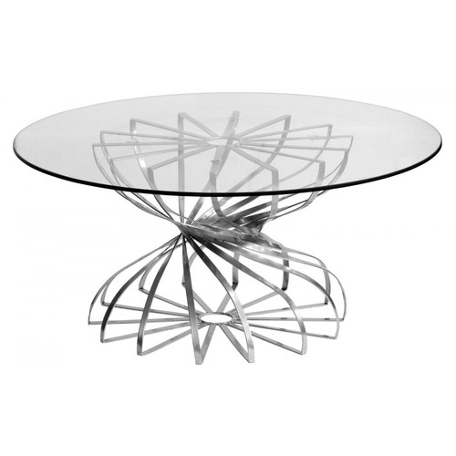 Table Basse ronde Tornado Nickel et Verre transparent - 3S. x Home - Table basse