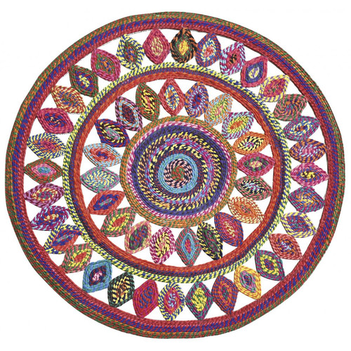 Tapis Multicolore diamètre 90 cm BOWEY 3S. x Home  - Tapis rond pas cher