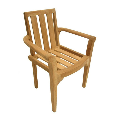 Ensemble de 2 fauteuils de jardin empilables en bois Teck - Macabane - Macabane jardin meuble deco