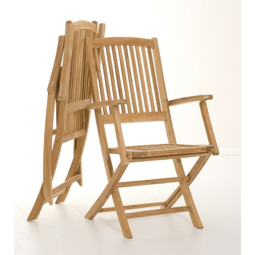 Ensemble de 2 fauteuils de jardin Lombock en bois Teck - Macabane - Macabane jardin meuble deco