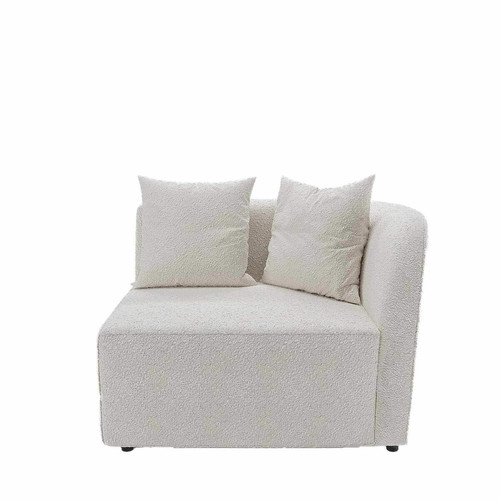 Canapé incurvé 2 places modulable en tissu bouclé Alba blanc  - POTIRON PARIS - Canape blanc design