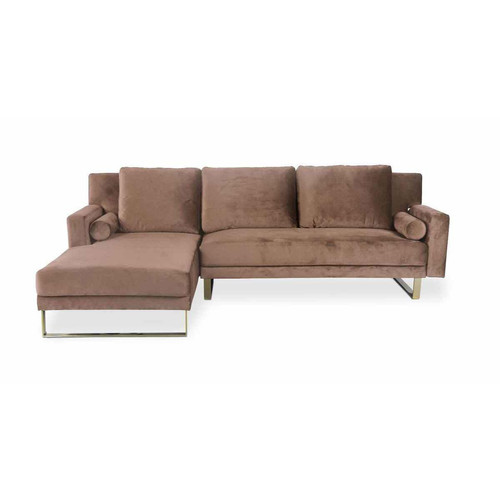 Canapé D'angle Convertible NIRVANA Velours Taupe - 3S. x Home - Canape marron