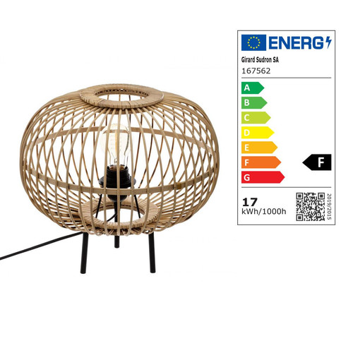 Lampe Boule en Bambou EADS Naturel - 3S. x Home - Edition Ethnique Déco Luminaires