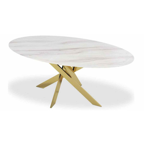 Table Verre Effet Marbre Blanc Et Pieds Or Greenwich - 3S. x Home - Table design