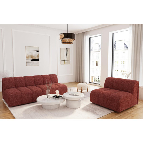 Chauffeuse 1 place pour canapé modulable laine bouclée rose HELENE - POTIRON PARIS - Promos banquette et canape design