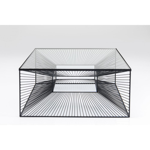Table basse Design 80x80cm en Verre et Acier Trempé Noir RAIGNE - KARE DESIGN - Table basse kare design