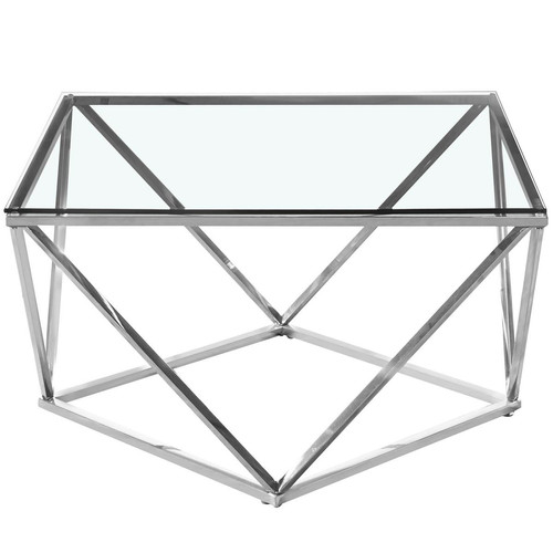 Table basse en Verre Transparent et pieds Argent BLAKE - 3S. x Home - Table basse verre design