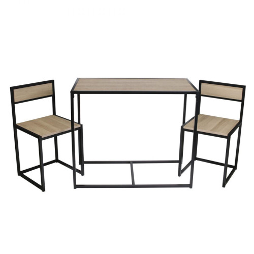 Ensemble Table + 2 Chaises Noir et Bois DURBAN - 3S. x Home - Table industrielle