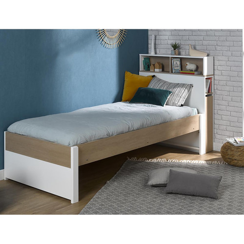 Tête de lit 90 simple NOMADE avec rangement haut - 3S. x Home - Lit enfant blanc
