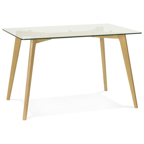 Table à manger rectangulaire avec plateau en verre pieds bois FIORD - 3S. x Home - Table scandinave