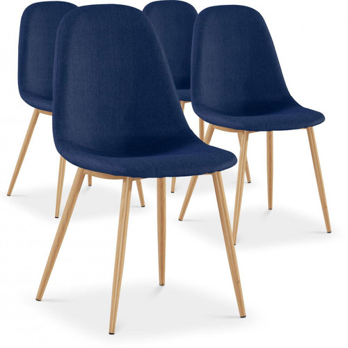 Lot de 4 Chaises Scandinaves Bleues HAMAR - 3S. x Home - Chaise tissu design