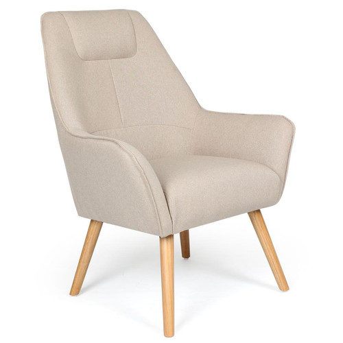 Fauteuil Scandinave Dossier Haut Beige JO 3S. x Home  - Pouf et fauteuil design