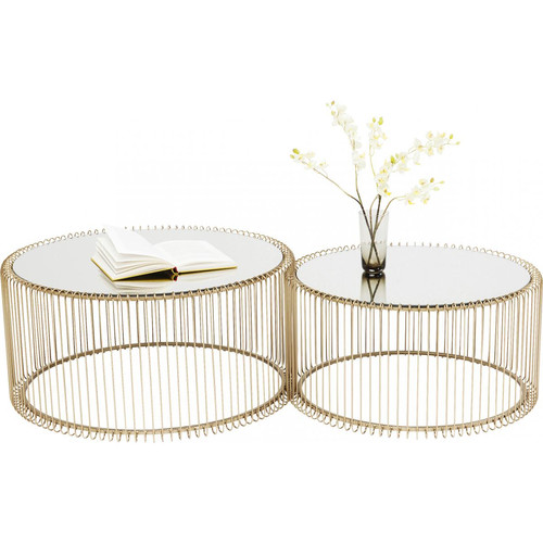 Set de 2 Tables Basses Doré WIRE - KARE DESIGN - Table basse kare design