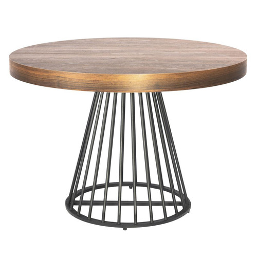 Table ronde extensible Grivery Bois Noisette pieds Noir - 3S. x Home - Table basse bois design