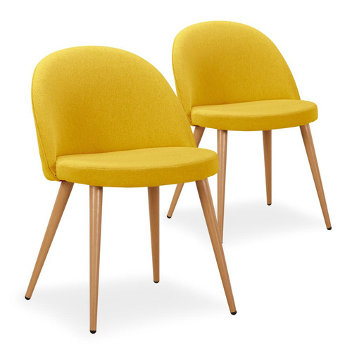 Lot de 2 chaises scandinaves Maury tissu Jaune - 3S. x Home - Chaise tissu design