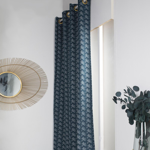 Rideau PALMERAIE Bleu 140x240cm en Coton HOTEL TROPIK  - Today - Today meuble & déco