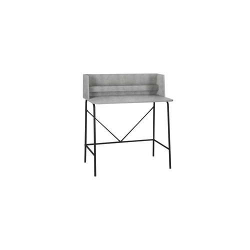 Bureau en métal noir et en bois gris clair HOUSTON - 3S. x Home - Edition Industriel Meuble Rangement