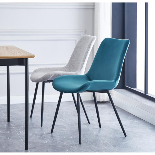 Lot de 2 chaises scandinaves en velours Bleu KOGE - 3S. x Home - Chaise bleu design