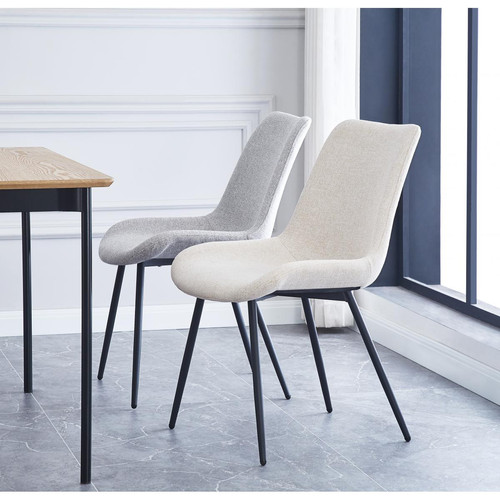Lot de 2 chaises scandinaves en tissu Gris KOGE - 3S. x Home - Chaise tissu design