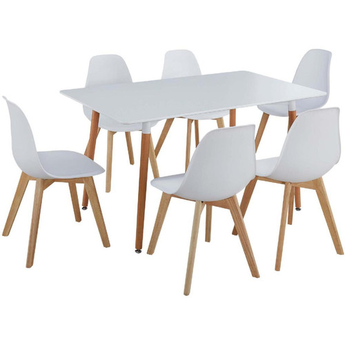 Ensemble Chaise + Table Blanc en bois MARIO - 3S. x Home - Table en bois design