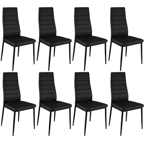 Lot de 8 chaises noires en métal San José - 3S. x Home - Chaise simili cuir design
