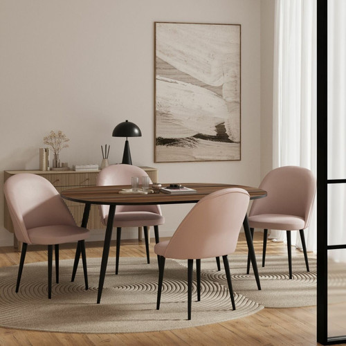 Lot de 2 chaises en velours et en métal noir Nina Rose - POTIRON PARIS - Chaise rose design