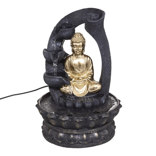 Fontaine Bouddha Doré H 27 cm - 3S. x Home - Statue noire