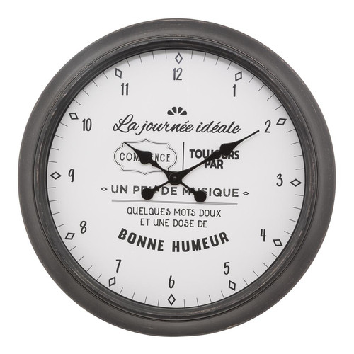Horloge en plastique “Citation Liv” noir et blanc - 3S. x Home - Horloge design noire
