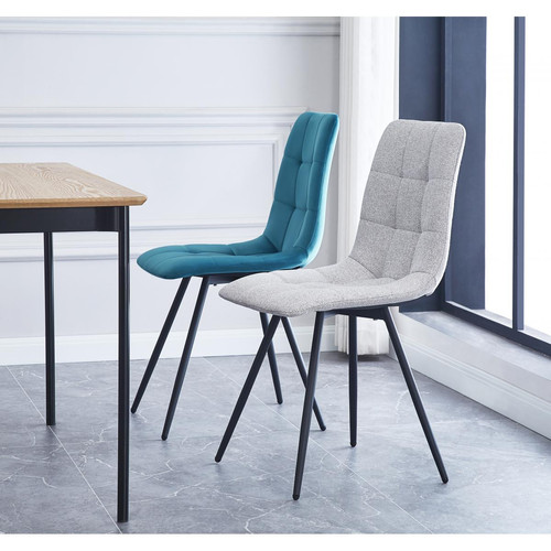 Lot de 2 chaises Scandinaves en Métal Gris BJORN - 3S. x Home - Chaise tissu design