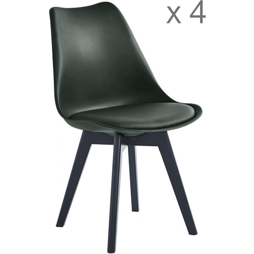 Lot de 4 chaises scandinaves Noires pieds en bois ESBJERG - 3S. x Home - Chaises Noir