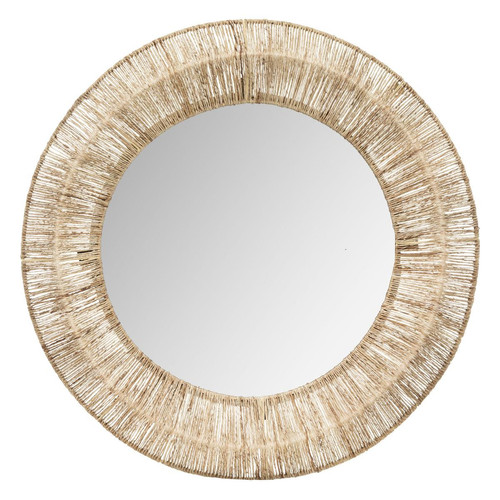 Miroir "Issie" D76cm beige en jute - 3S. x Home - Miroir rond ovale design