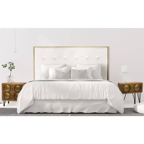Tête de lit Donna 140 cm Métal Or et Velours Blanc - 3S. x Home - Tete de lit blanc