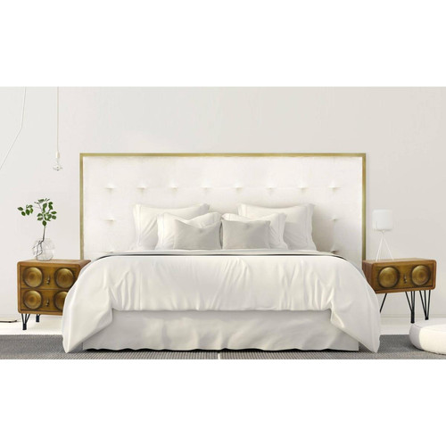 Tête de lit Donna 180 cm Métal Or et Velours Blanc - 3S. x Home - Tete de lit blanc