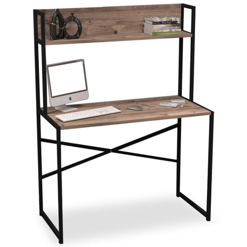 Bureau avec étagère style industriel BUZELIN L100xP50cm Chêne - 3S. x Home - Bureau marron design