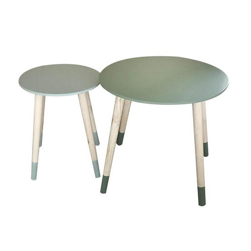 Lot de 2 Tables Gigogne Bicolore Vert - 3S. x Home - Table d appoint bois