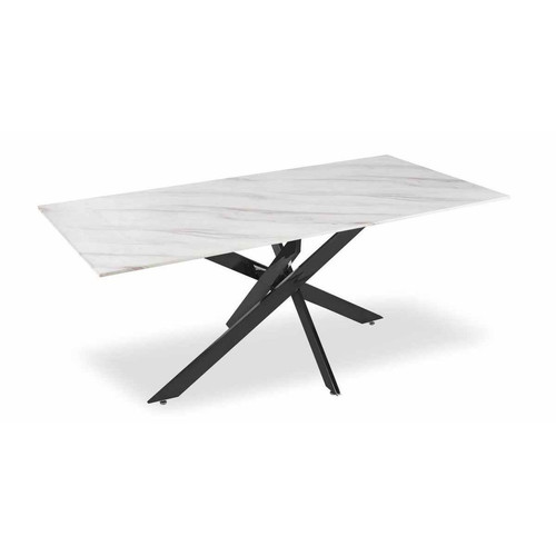 Table A Manger En Marbre Blanc Et Pieds Noir Naelle 3S. x Home  - Table design