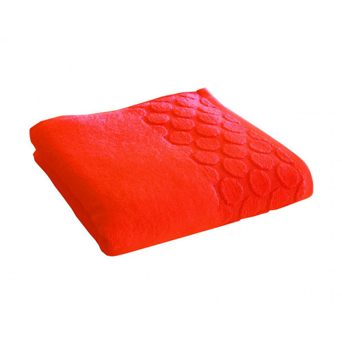 Drap de bain orange CERCLE en coton - becquet - Serviette draps de bain
