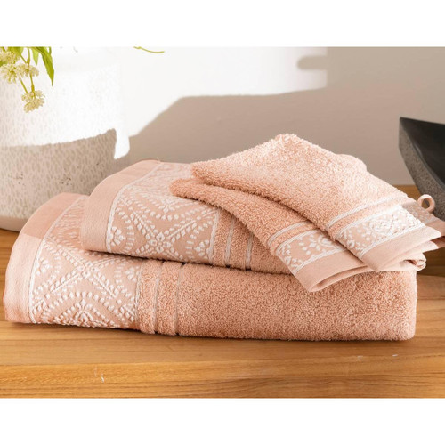 Serviette de bain  BYSANTINE rose en coton  - becquet - Serviette draps de bain