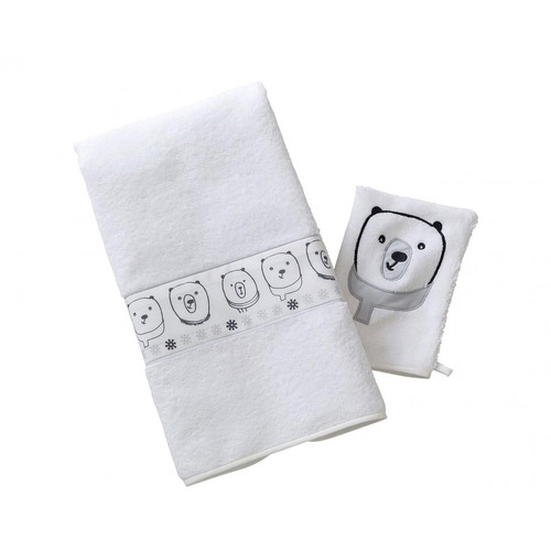Serviette de bain enfant blanche RENATO en coton - becquet - Serviette draps de bain