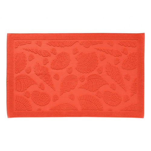 Tapis de bain CRUSTACE orange corail en coton becquet  - Salle de Bain Meubles & Déco
