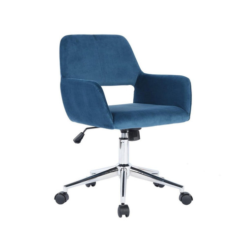 Chaise de bureau ajustable   en velours Ross Bleu Calicosy  - Nouveautes rangement