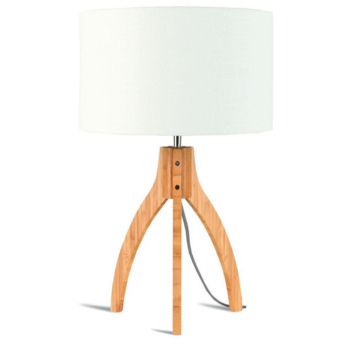Lampe à Poser Bambou Lin Blanc Annapurna - Good&Mojo - Lampe a poser design