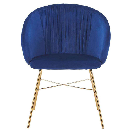 Chaise MARTI Velours Bleu Pieds Or - 3S. x Home - Chaise bleu design