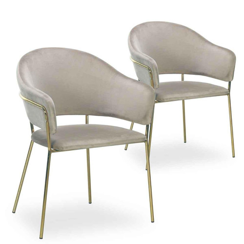 Lot De 2 Chaises/Fauteuils CILO Velours Taupe 3S. x Home  - Pouf et fauteuil design
