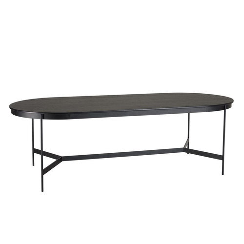Table à manger ovale Noir 240x104cm piètement métal DALY - Macabane - Table industrielle