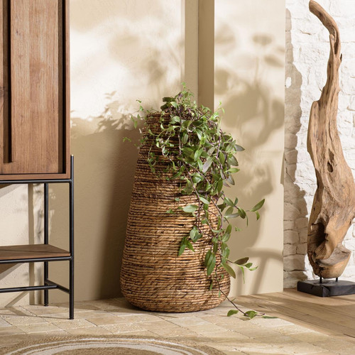 Cache pot grand modèle en tissage d'abaca naturel ALIDA - Macabane - Vase design