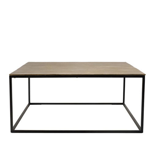 Table basse carrée 90x90cm aluminium doré et noir pieds métal JOHAN Macabane  - Edition Ethnique Salon