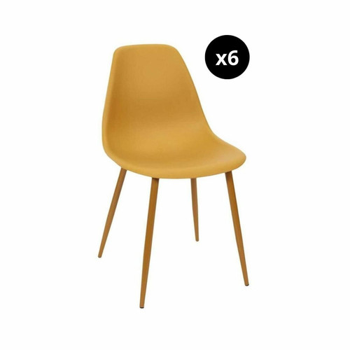 Lot de 6 Chaises Scandinave Pieds Métal Jaune MILA - 3S. x Home - Chaise jaune design